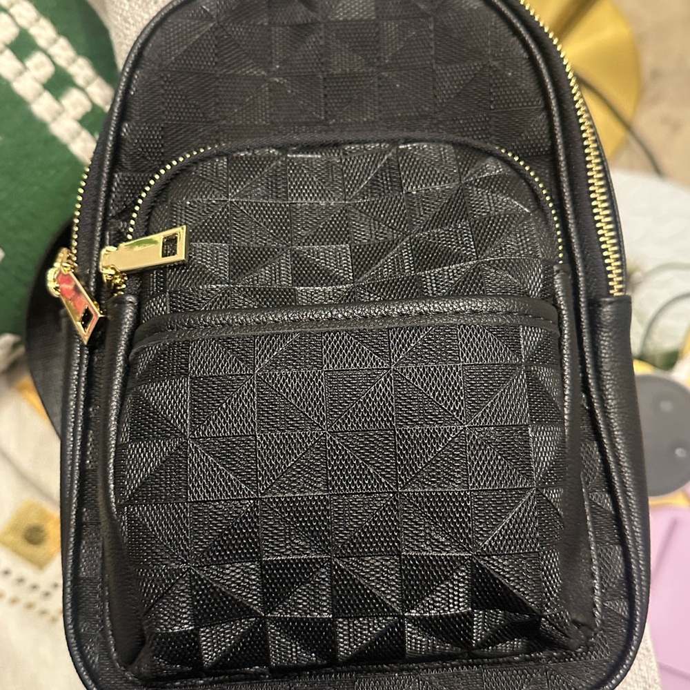 Black Geometric Patterned Women's Bag